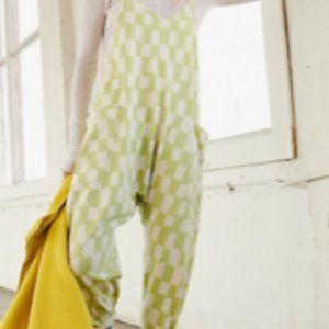 NWOT Free People Green Checkered Hot Shot Onesie Jumpsuit
